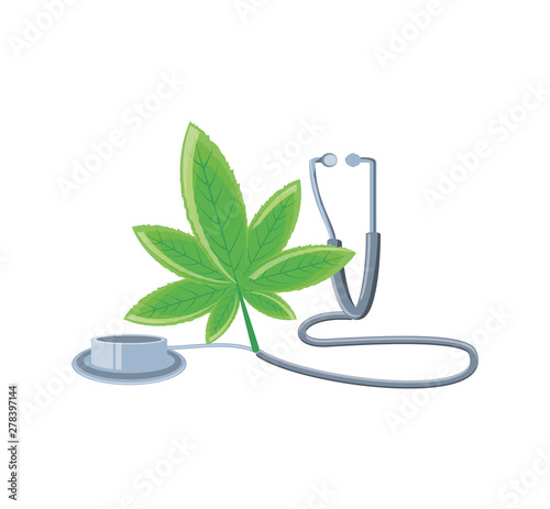 cannabis leaf plant with stethoscope