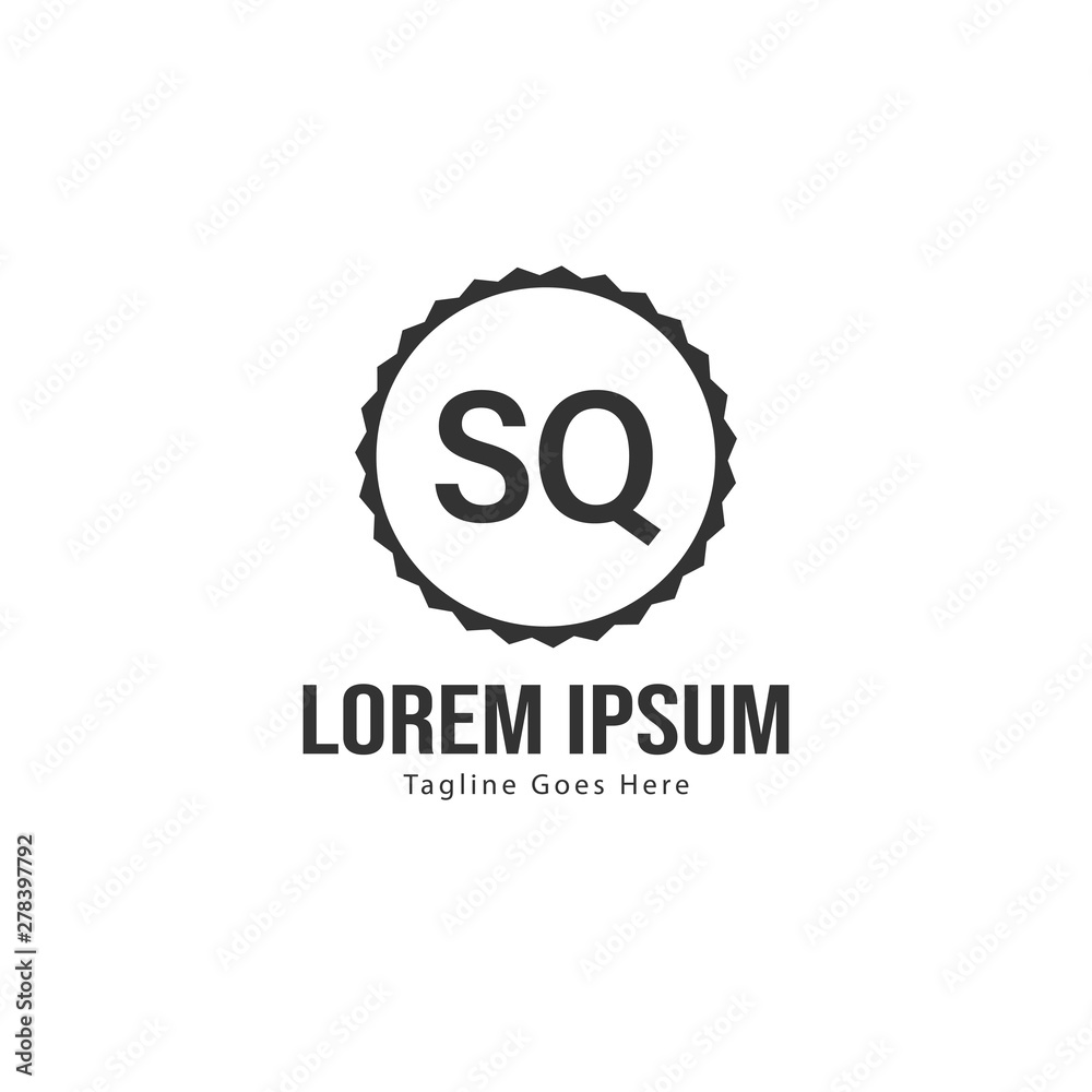 Initial SQ logo template with modern frame. Minimalist SQ letter logo vector illustration