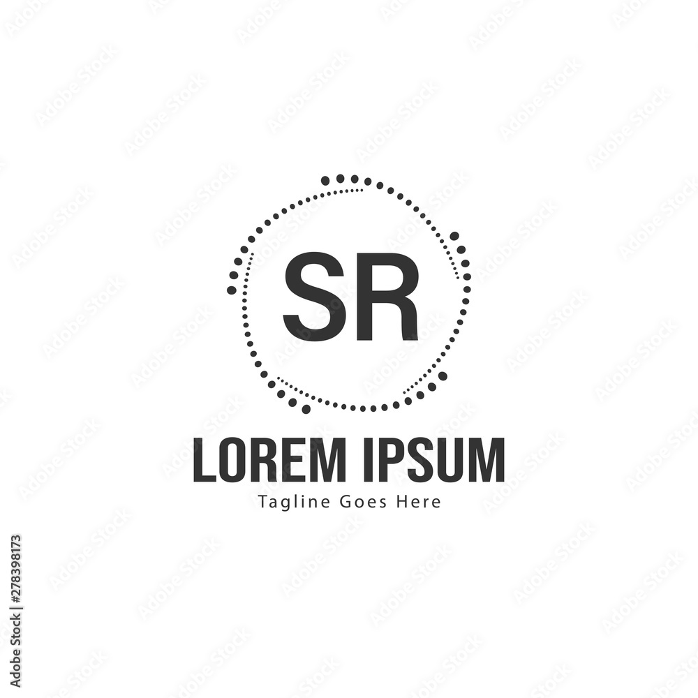 Initial SR logo template with modern frame. Minimalist SR letter logo vector illustration