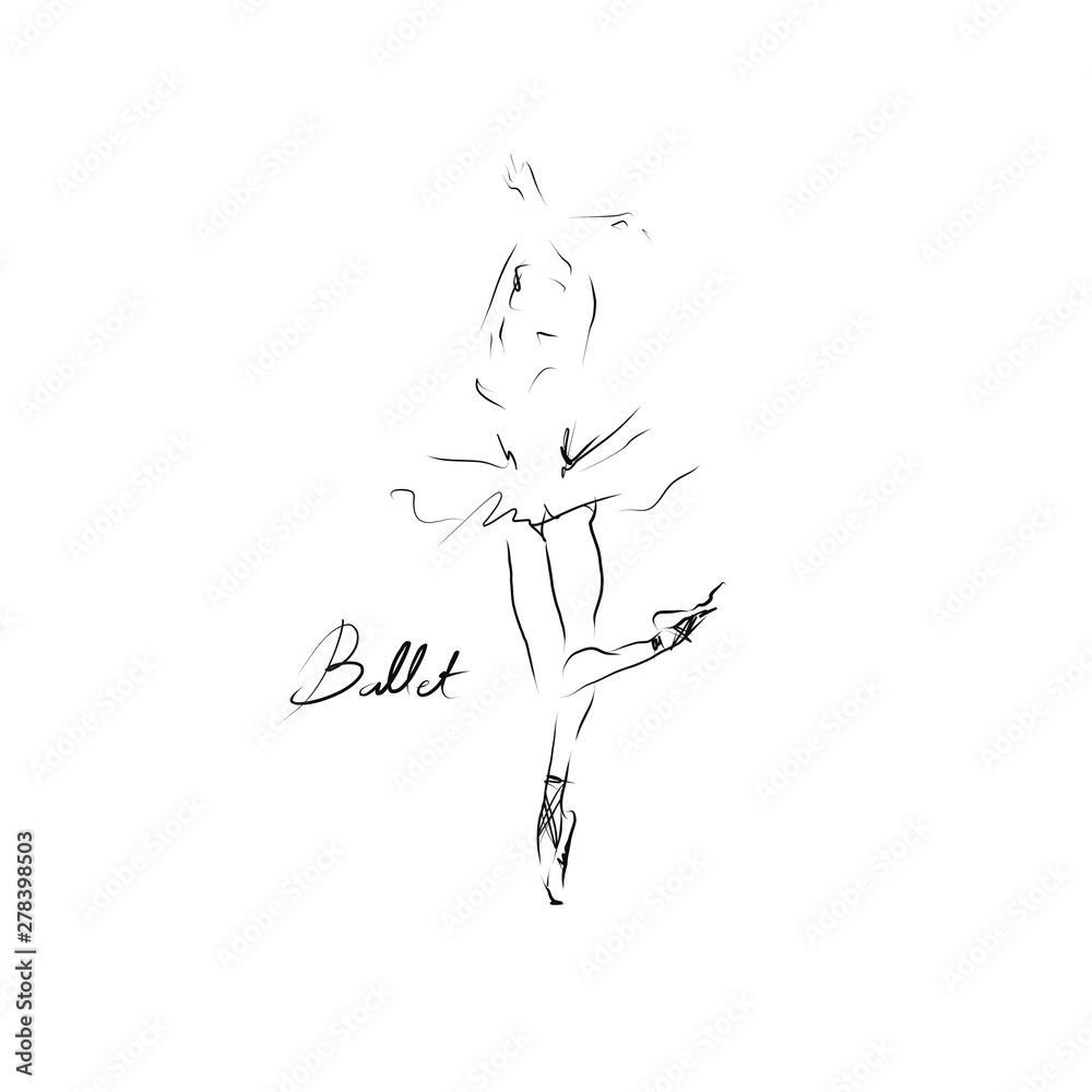 Beautiful ballerina, hand drawn illustration. Vector Beautiful ballerina, hand drawn illustration. Vector