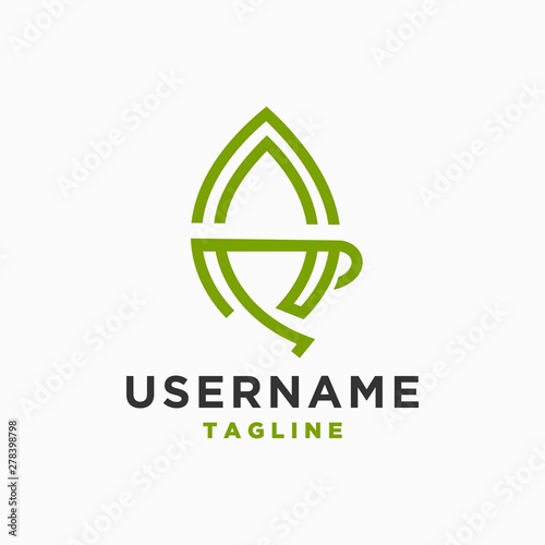 tea leaf logo design inspiration . tea cup leaf logo template . cup of tea logo design . tea cafe logo