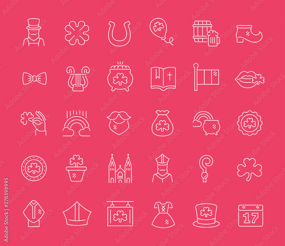 Set Vector Line Icons of Saint Patrick's Day Set Vector Line Icons of Saint Patrick's Day
