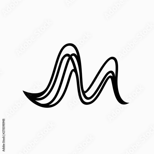 letter M logo design inspiration . letter M logo template with line art style . flowing line shaping a letter M
