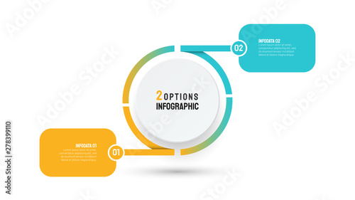 Business infographic template for presentation. Timeline element with 2 options. Vector layout. Can be used for workflow diagram, info chart, presentations.