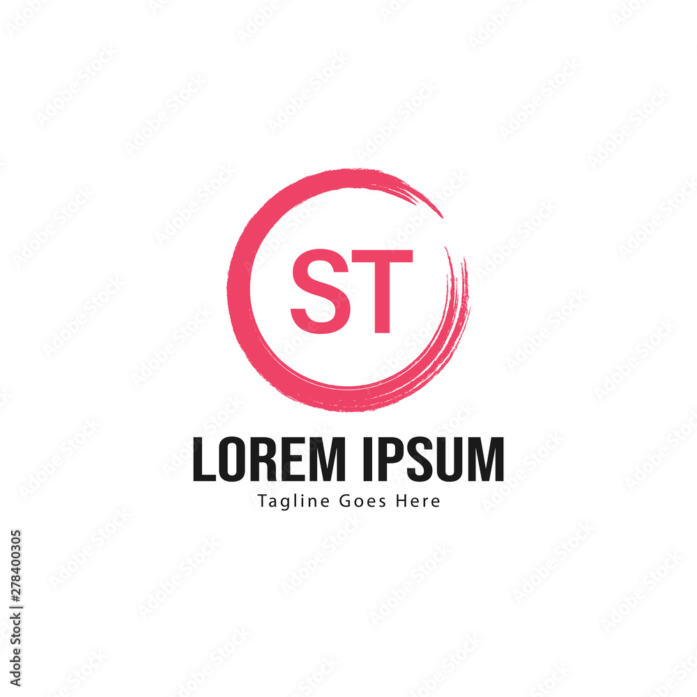 Initial ST logo template with modern frame. Minimalist ST letter logo vector illustration