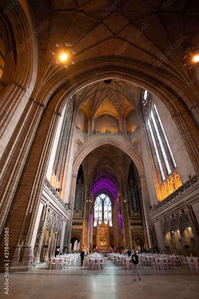 Liverpool Anglican Cathedral interior view.