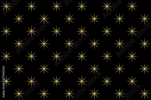 seamless background of golden colored stars on black
