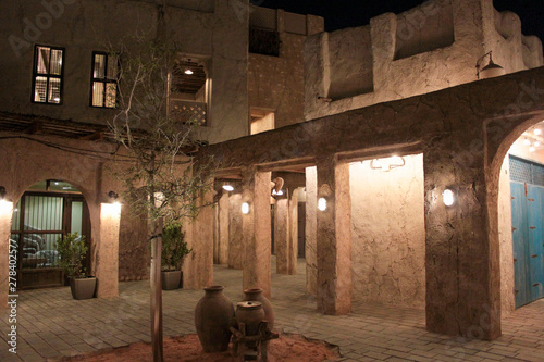 Photography old street at night in dubai