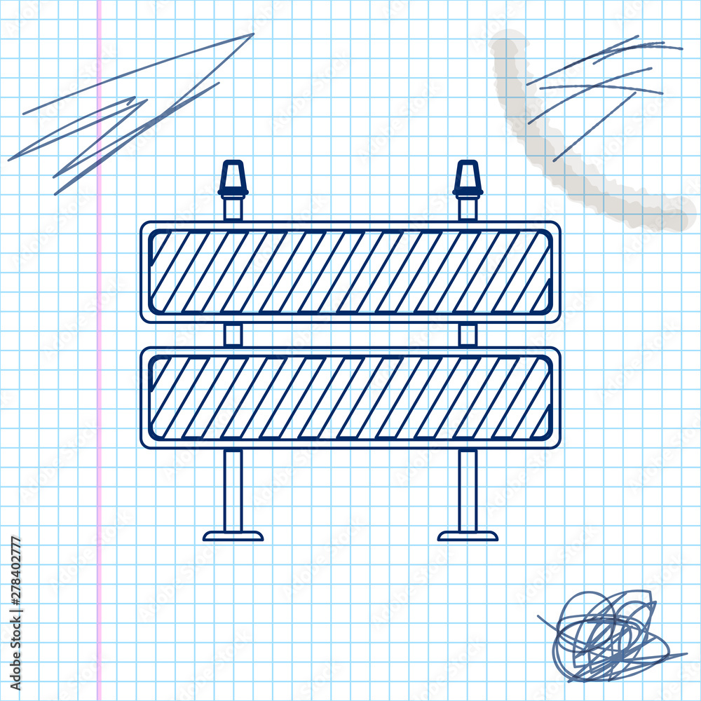 Road barrier line sketch icon on white background. Symbol of restricted ...