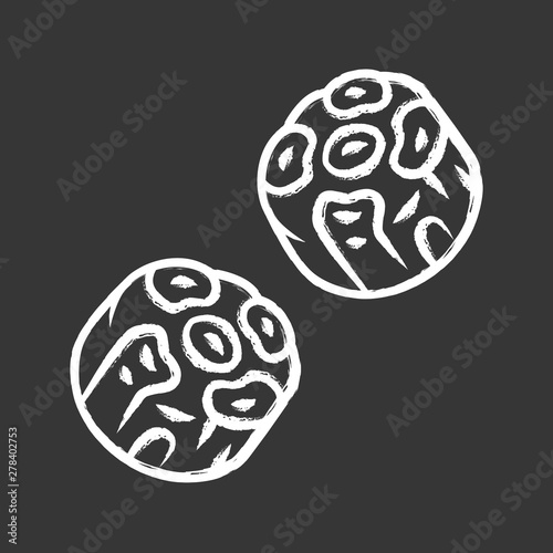 Oxtails chalk icon. Butchers meat. Spanish cuisine. Butchery business. Meat production and sale. Isolated vector chalkboard illustration