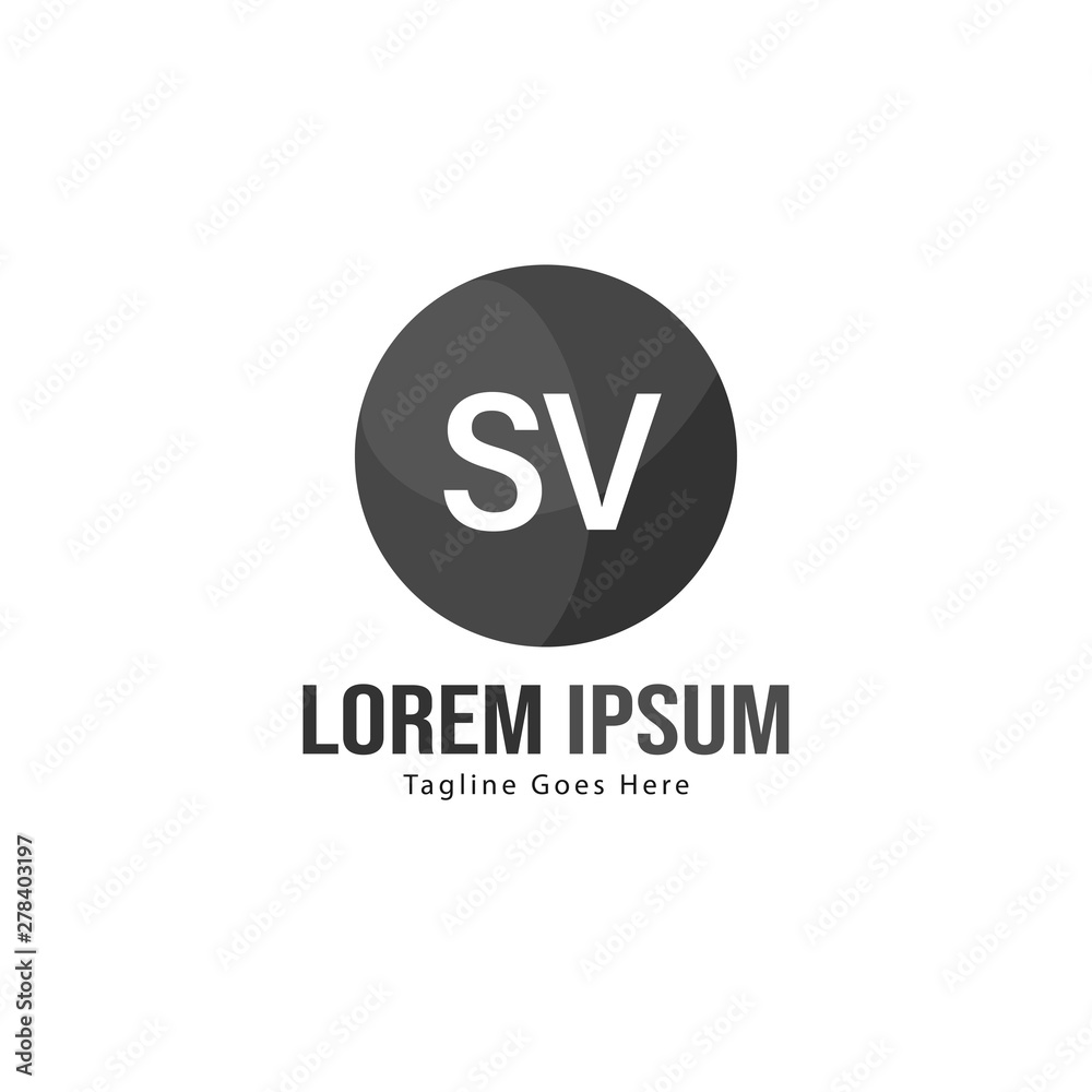 Initial SV logo template with modern frame. Minimalist SV letter logo vector illustration