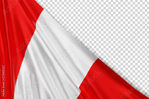 Vector realistic isolated Peru flag for 28th July Independence Day in Peru for template decoration and covering on the transparent background.