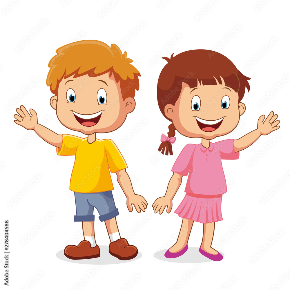 boy girls Hey happy Illustration Graphic boy girls Hey happy Illustration Graphic