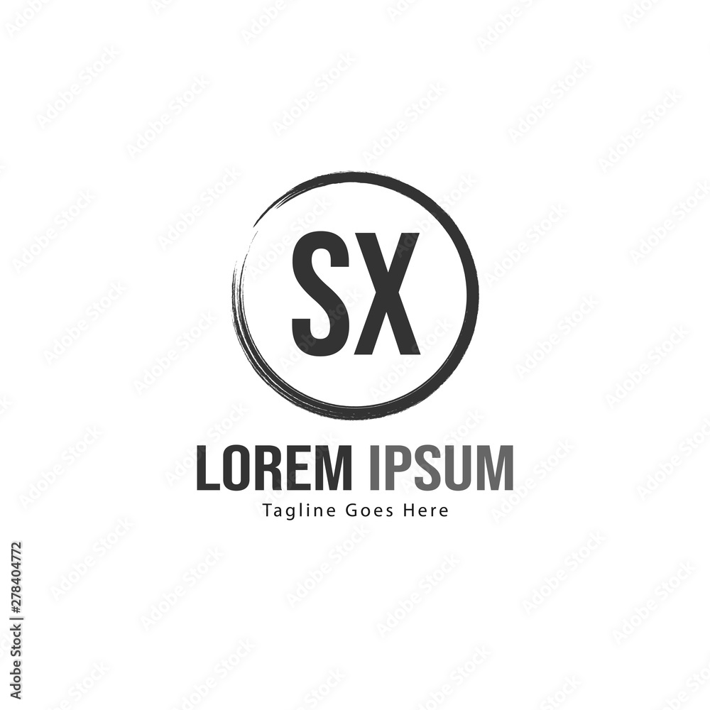 Initial SX logo template with modern frame. Minimalist SX letter logo vector illustration