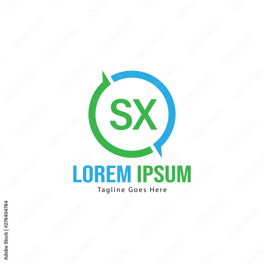 Initial SX logo template with modern frame. Minimalist SX letter logo vector illustration Initial SX logo template with modern frame. Minimalist SX letter logo vector illustration