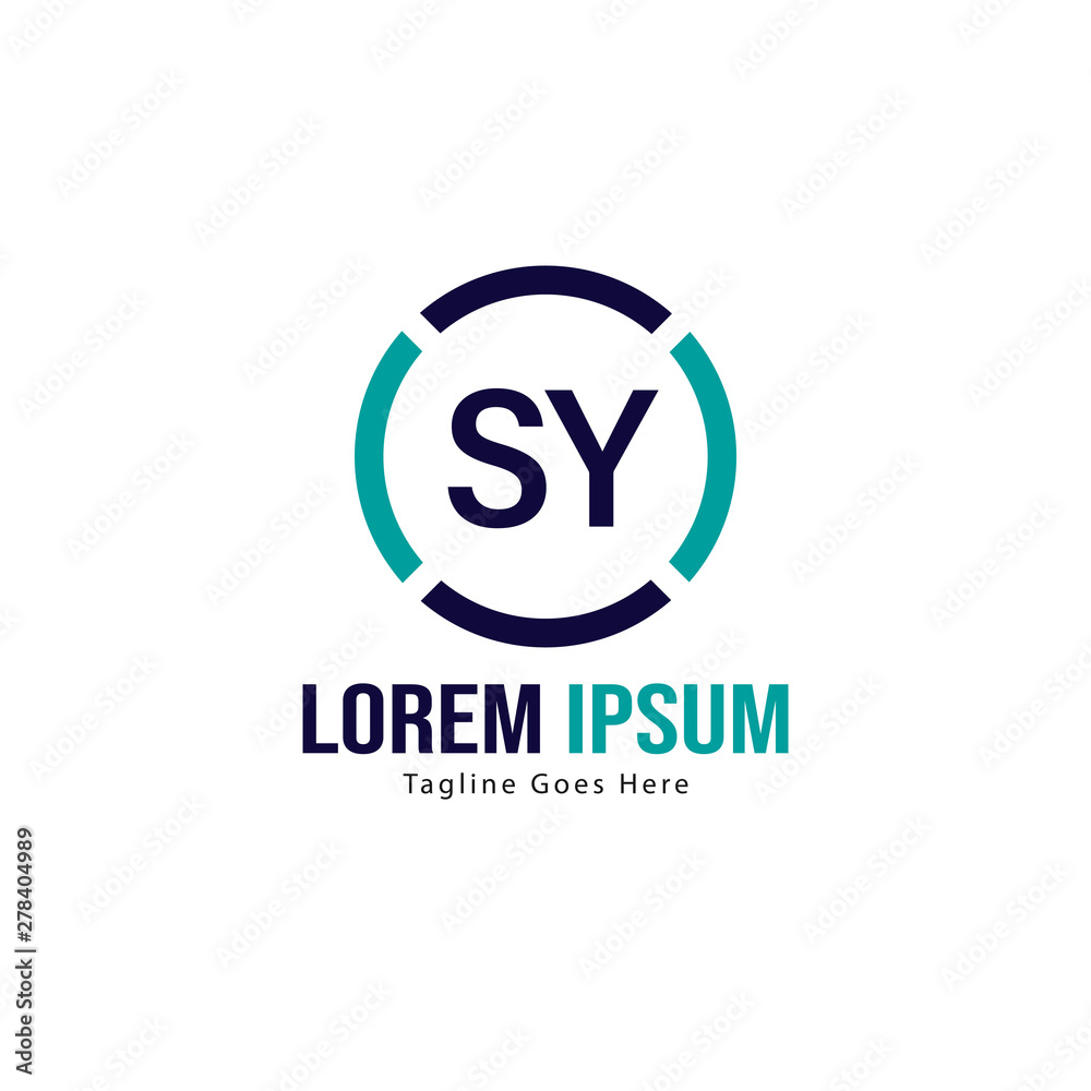 Initial SY logo template with modern frame. Minimalist SY letter logo vector illustration