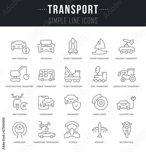 Set Vector Line Icons of Transport