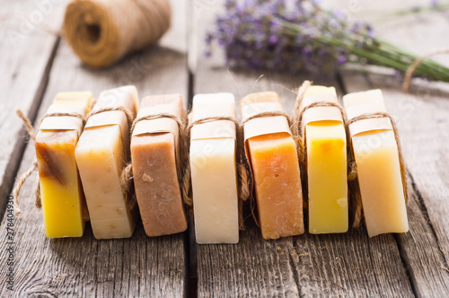 Handmade natural soap with lavander photo