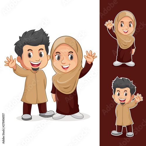 Moslem Boy Characters Mascot