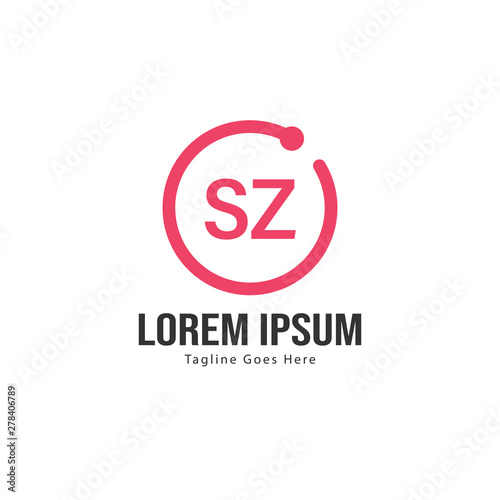 Initial SZ logo template with modern frame. Minimalist SZ letter logo vector illustration