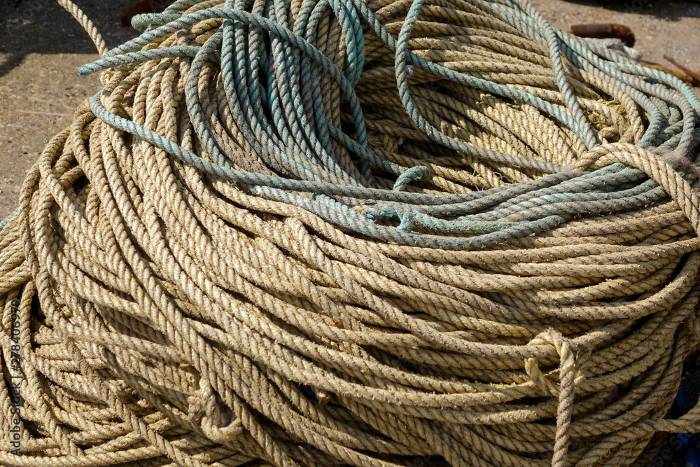 Coil of rope at a costal fishing port