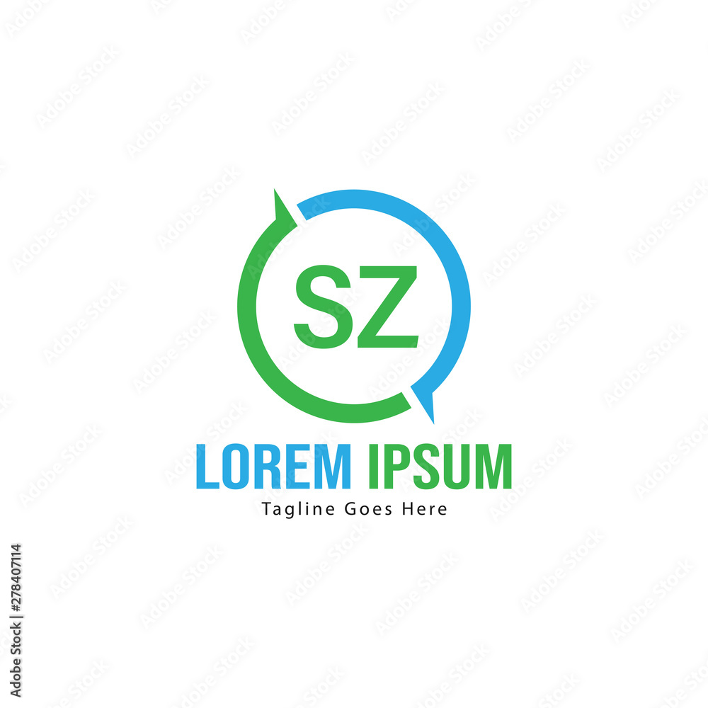 Initial SZ logo template with modern frame. Minimalist SZ letter logo vector illustration Initial SZ logo template with modern frame. Minimalist SZ letter logo vector illustration