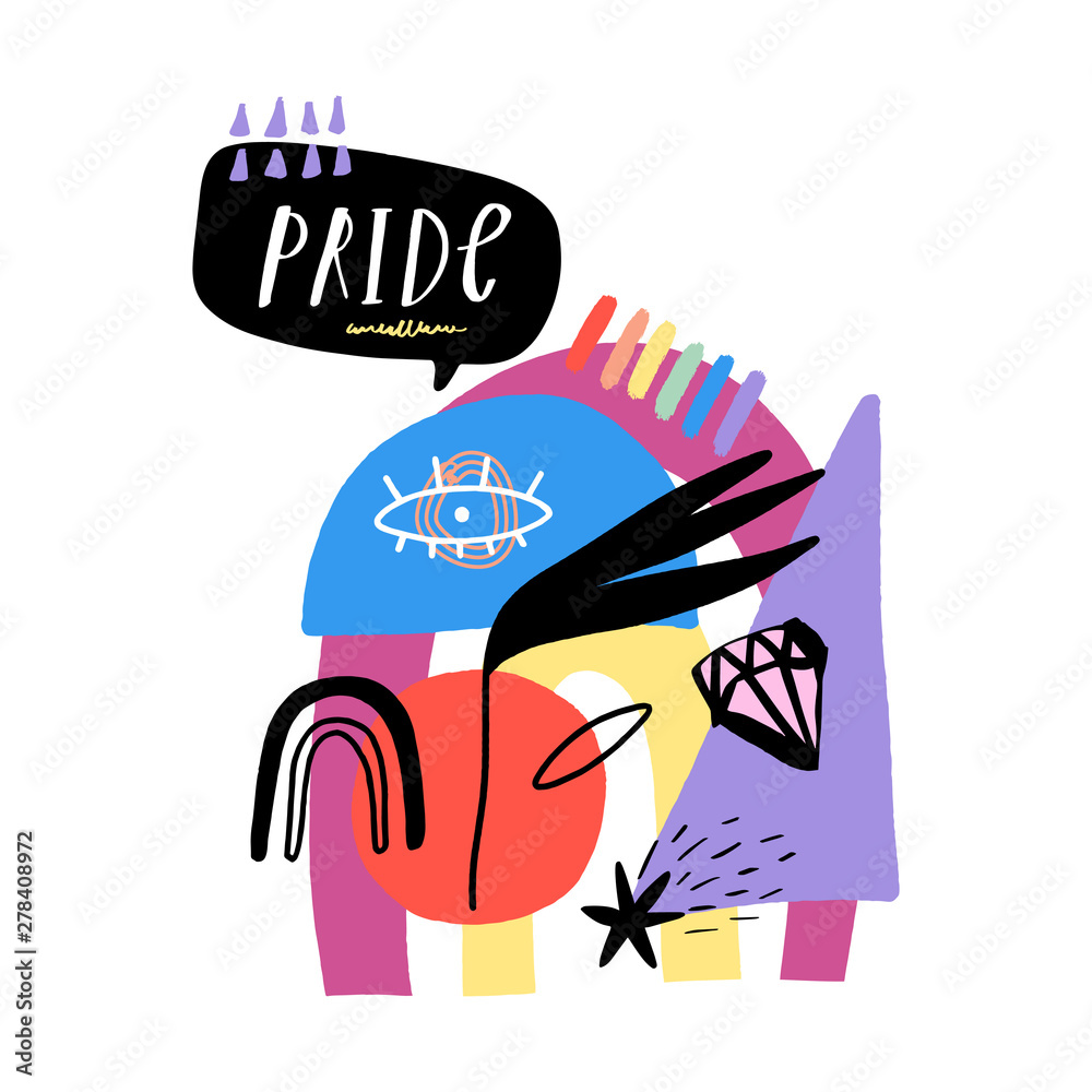 Gay Pride LGBT rainbow concept. Speech bubble. Doodle style vector colorful illustration. Gay Pride LGBT rainbow concept. Speech bubble. Doodle style vector colorful illustration.