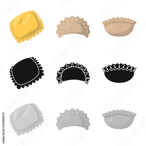 Vector illustration of products and cooking logo. Collection of products and appetizer vector icon for stock.