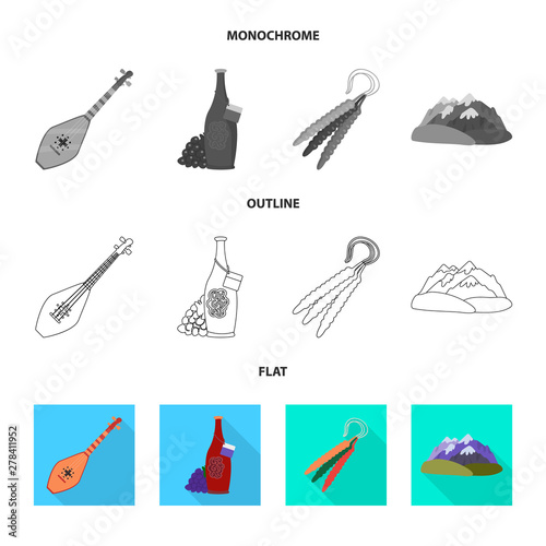 Isolated object of culture and sightseeing icon. Collection of culture and originality stock symbol for web.