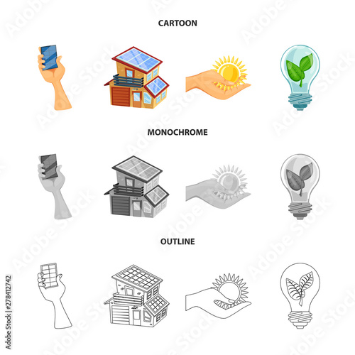 Vector illustration of innovation and technology sign. Collection of innovation and nature vector icon for stock.