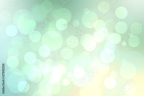 Abstract gradient green light turquoise shiny blurred background texture with circular bokeh lights. Beautiful backdrop. Space for design.