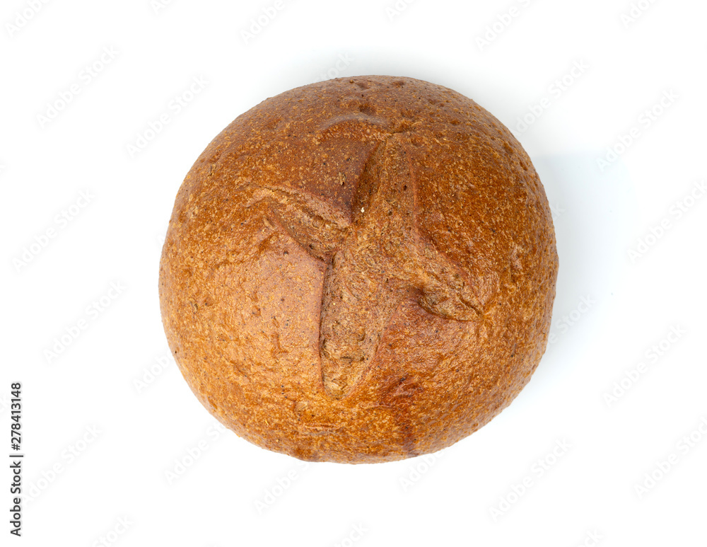 Traditional homemade french round bread isolated on a white background Traditional homemade french round bread isolated on a white background