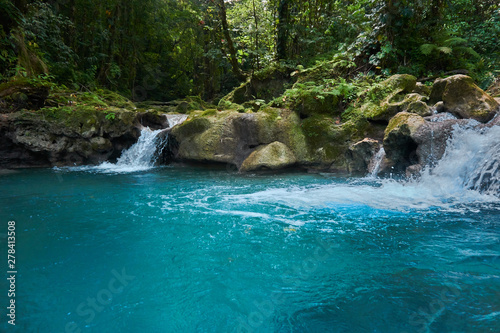 Beautiful Jungle Landscaspes and blue pools of Warter at Reach Falls Jamaica