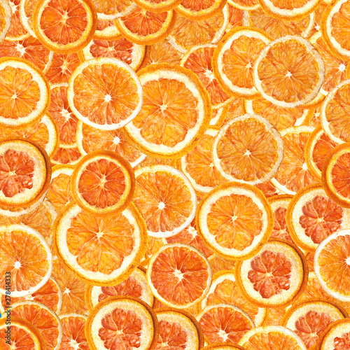 Dry orange slices pattern background.