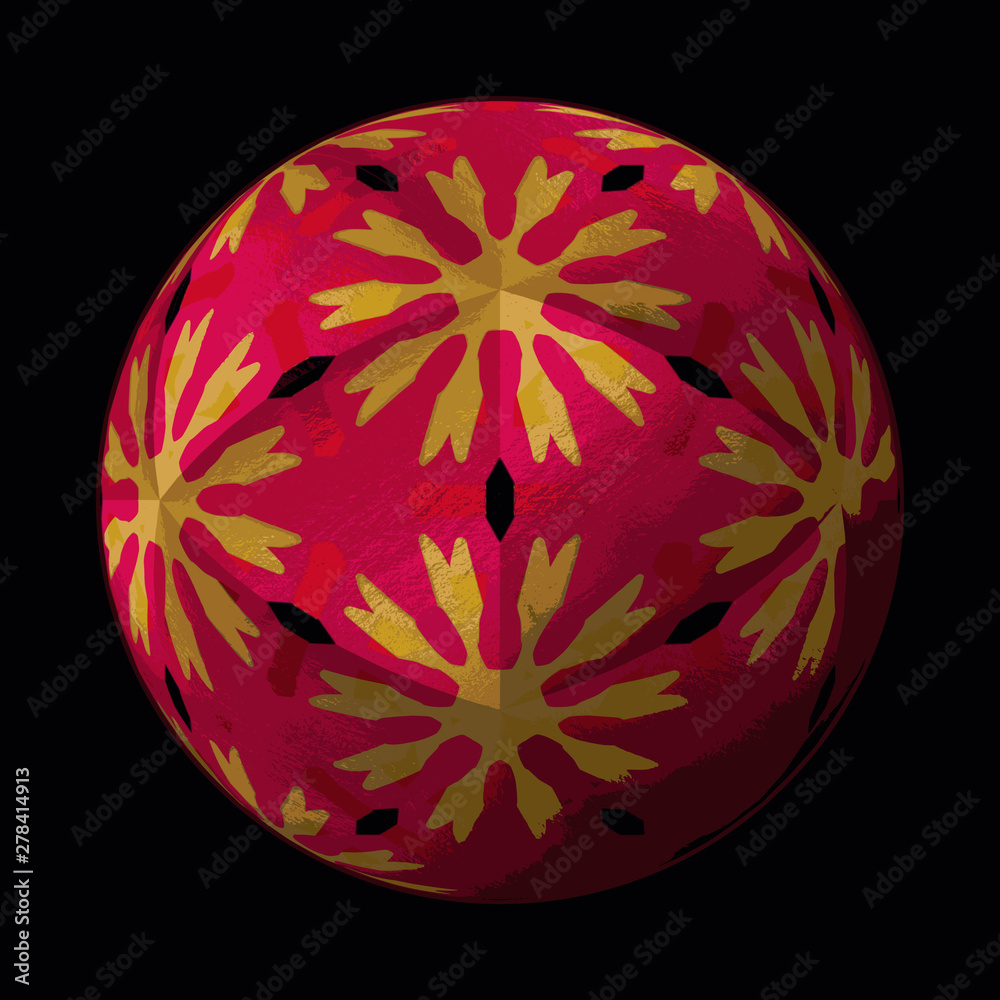 Artfully designed and colorful ball, 3D illustration on black background Artfully designed and colorful ball, 3D illustration on black background
