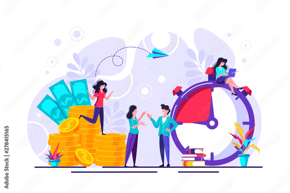 Concept save time, Money saving. Times is money. Business and management, Piggybank, time is money, financial investments in stock market future income growth, Time management planning, Deadline.