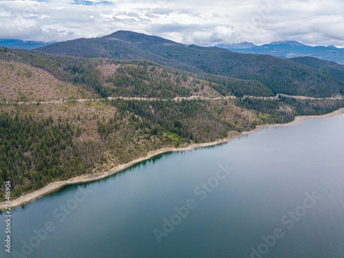 Aerial view of the lake in the Rocky Mountains © oldmn