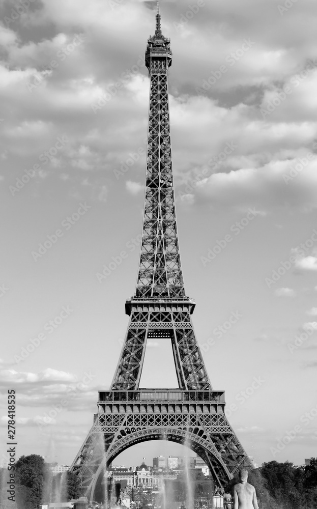 Eiffel Tower in Paris in bw excellent as a postcard or vertical