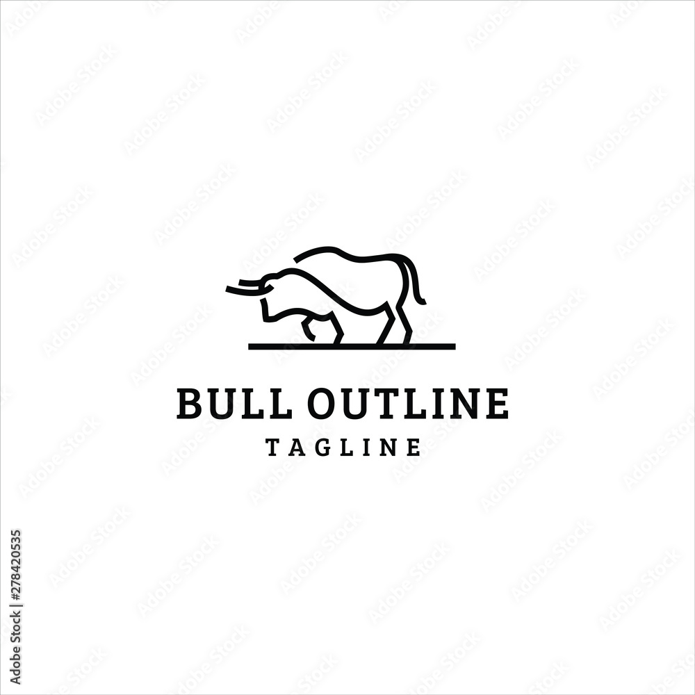 bull vector graphic illustration line art template download