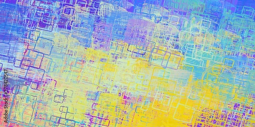 Digital sketch on colorful wall. 2d illustration. Texture backdrop painting. © Jakub