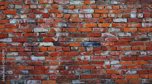 red brick wall background. Grunge texture. 