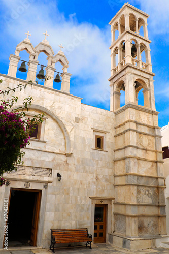 famous Panagia Tourliani Monastery, in the village of Ano Mera, in the center of Mykonos, beautiful Cycladic island in the heart of the Aegean Sea photo