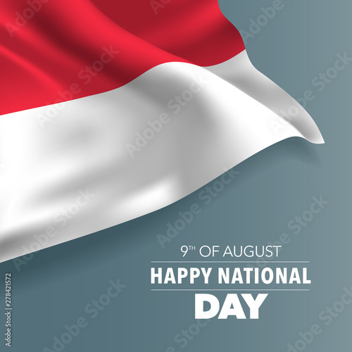 Singapore happy national day greeting card, banner, vector illustration
