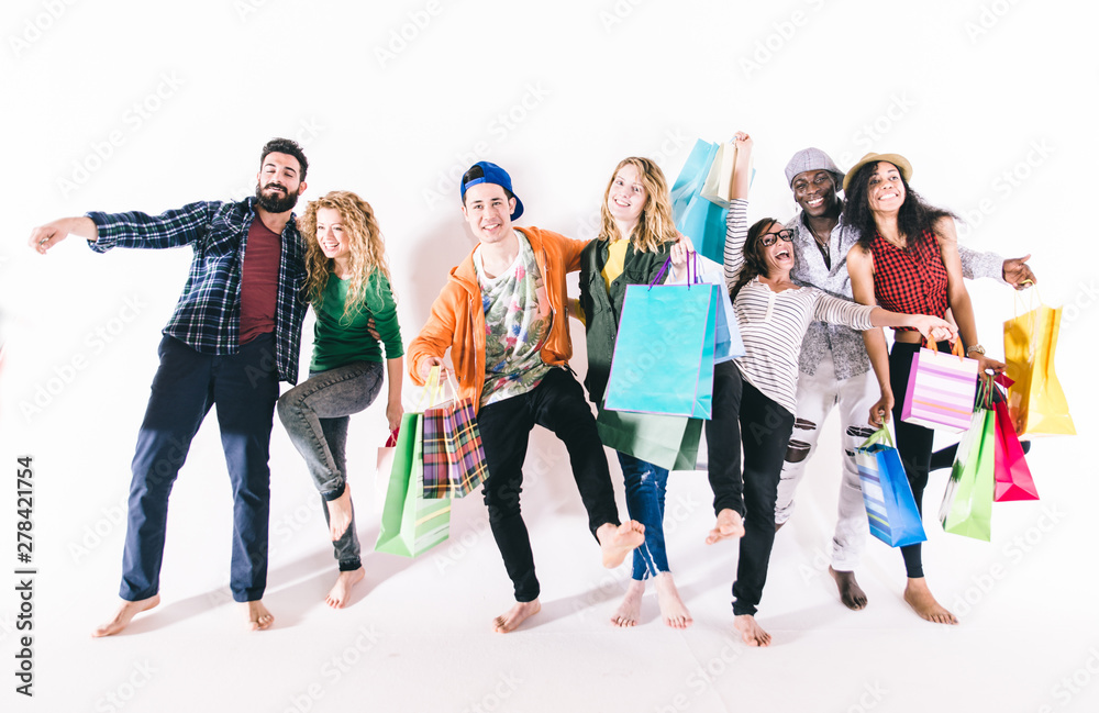 Obraz premium Happy group of friends studio shot