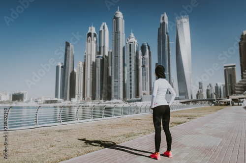 Photography Arabic woman runner, making some urban running