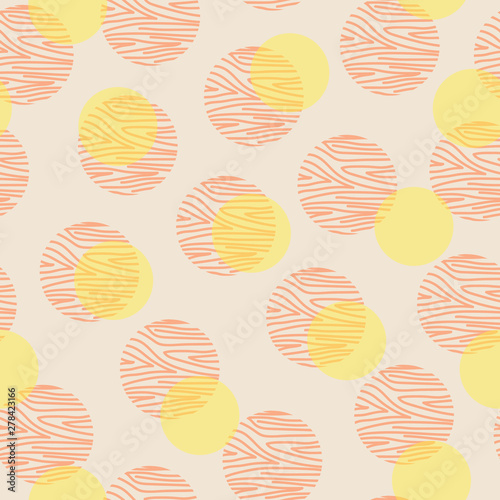 Vector Peach Orange and Yellow Circles Seamless Repeat Pattern