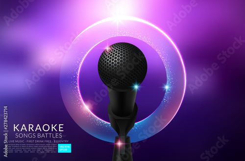 Vector Flyer illustration on a Karaoke Party theme with microphones. Vector illustration