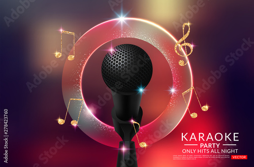 Vector Flyer illustration on a Karaoke Party theme with microphones. Vector illustration