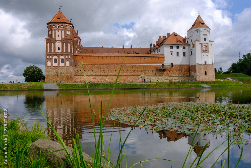 Serene view of Nesvizh Castle, located in Belarus