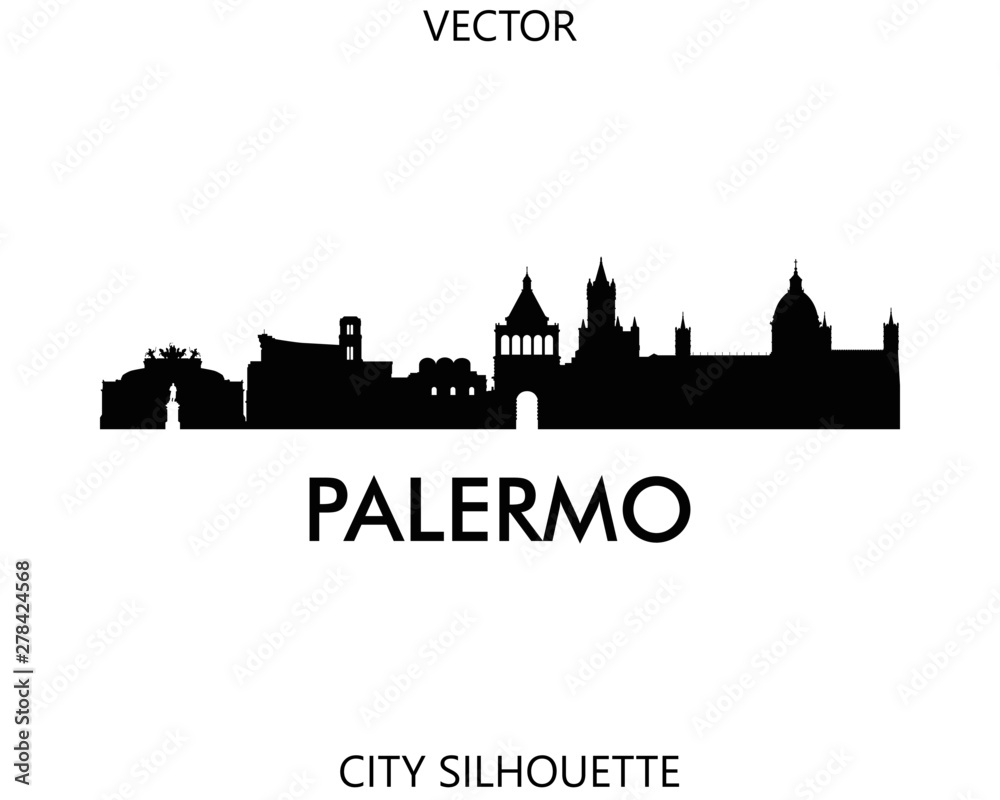 Palermo skyline silhouette vector of famous places